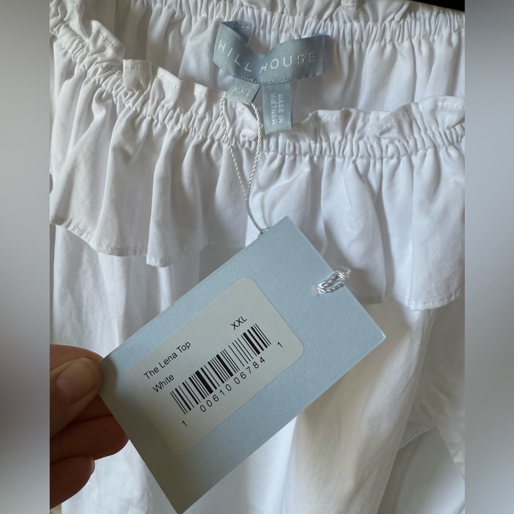 Hill House The Lena Top Parachute Sleeve Ruffle Off The Shoulder NWT - Picture 5 of 8